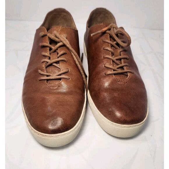 Frye Webster Leather Sneakers Low Cognac Lace Up Women Size 10M - Picture 10 of 10